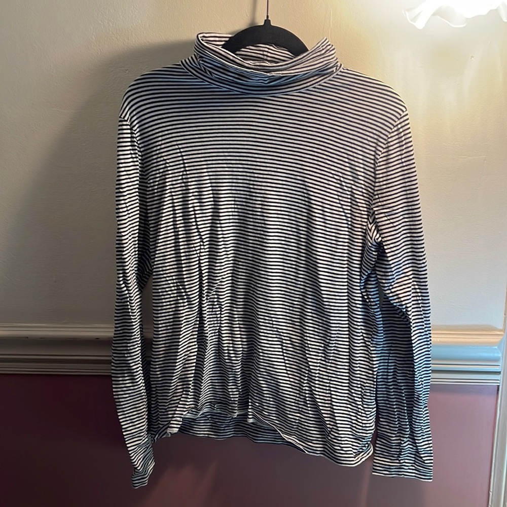 J Crew navy white striped tissue turtleneck XL